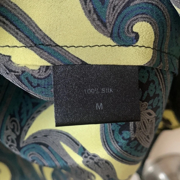 Jenni Kayne Paisley Print long sleeve Top blouse career office Medium 100% silk - Picture 5 of 6